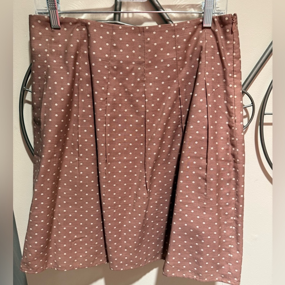 LOFT Dusty Pink Polka Dot A-Line Skirt, Size 6